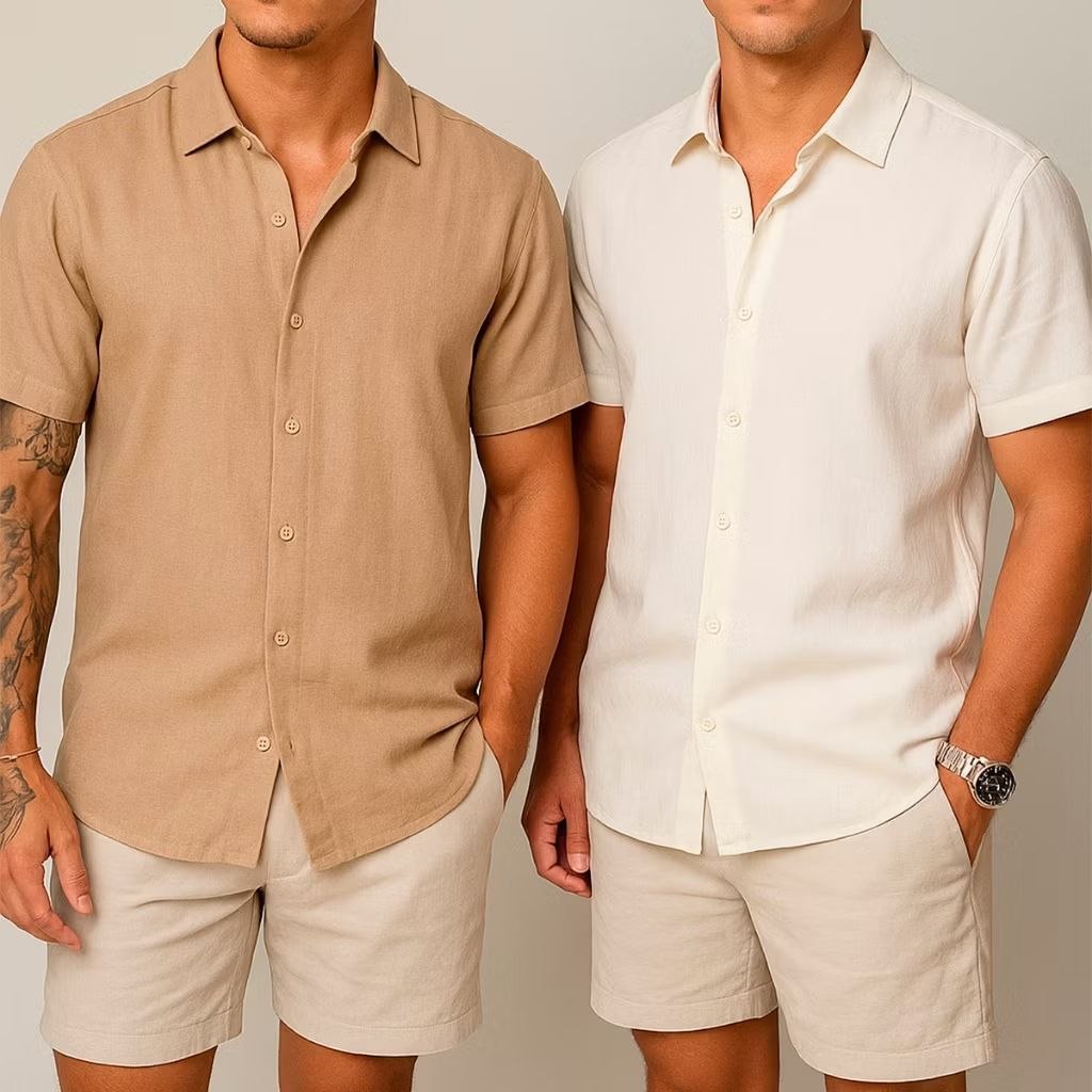 Frescor e Estilo Kabem no Seu Verão: Kit 2 Camisas de Linho Masculina
