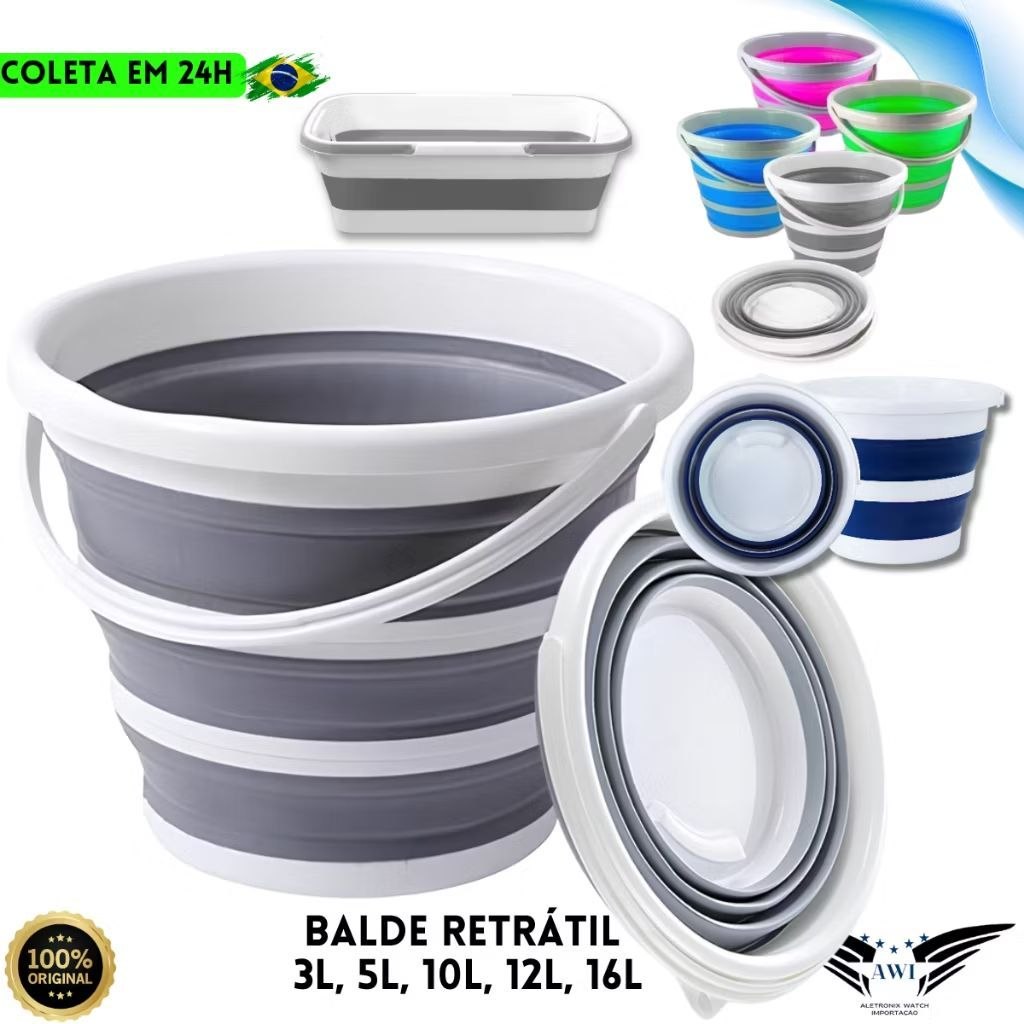 Balde Dobrável Kabem Shop: Organização que kabem no seu espaço!