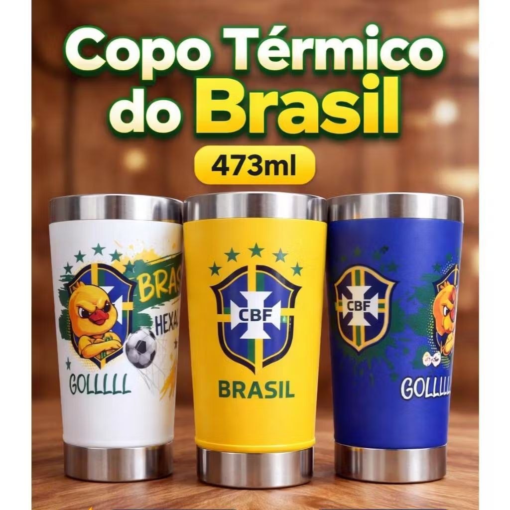 Copo Térmico Brasil: Sua paixão kabem gelada por horas!