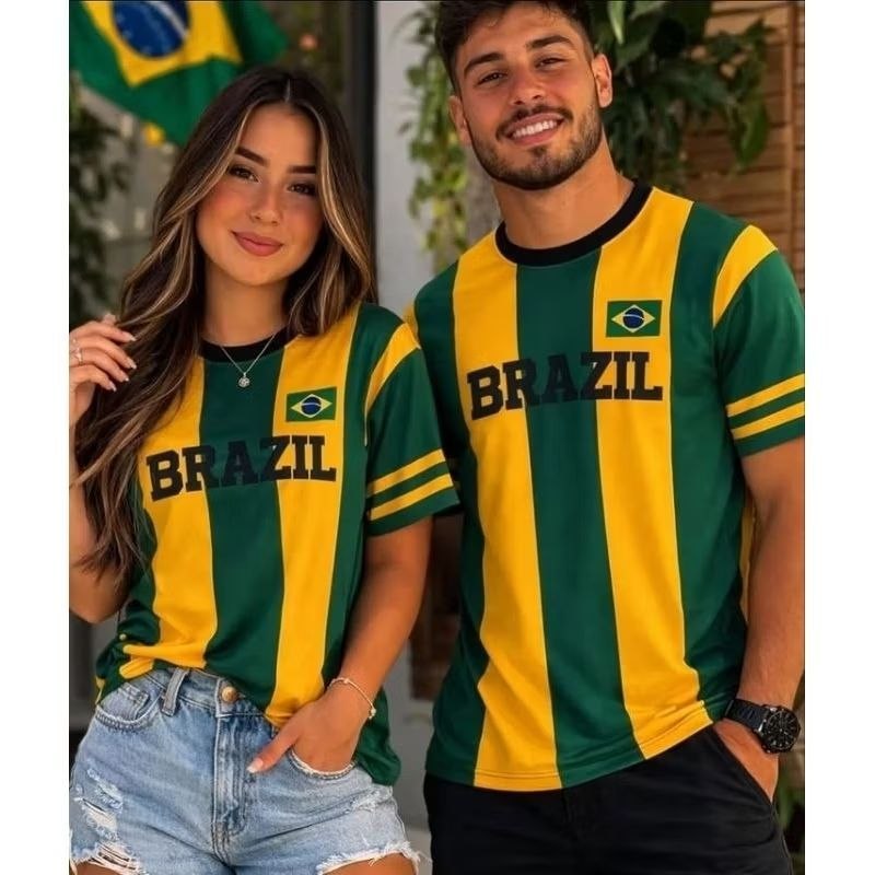 Torça em Dobro! Kit Casal de Camisas do Brasil Kabem no seu Estilo