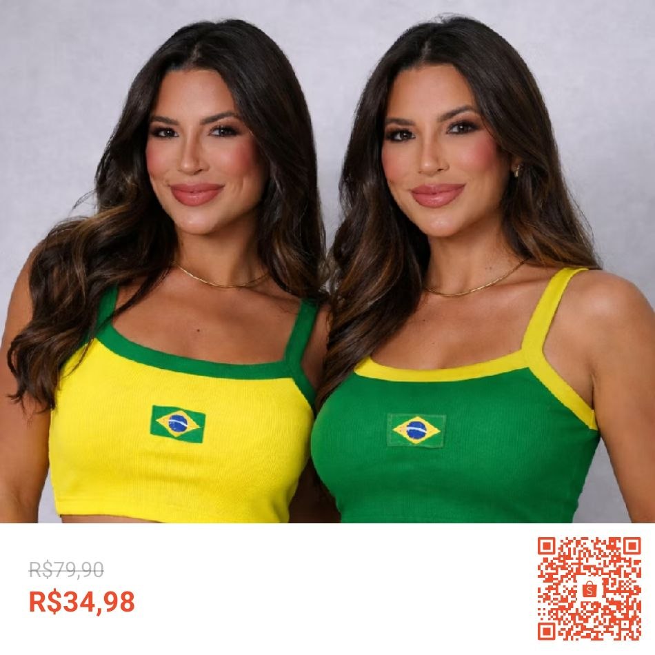 Kit 2 Cropped Brasil: Sua torcida fashion que kabem no seu look!