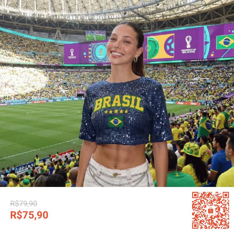 Cropped Brasil Paetê: Brilho que kabem na sua torcida!