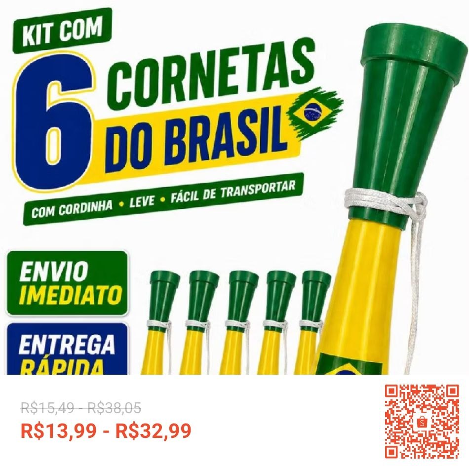 Vuvuzela Brasil: Sua torcida kabem na festa! Kit 6 uni.