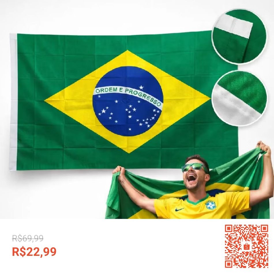 Sua Paixão Pelo Brasil Kabem Aqui! Bandeira Grande para Torcer